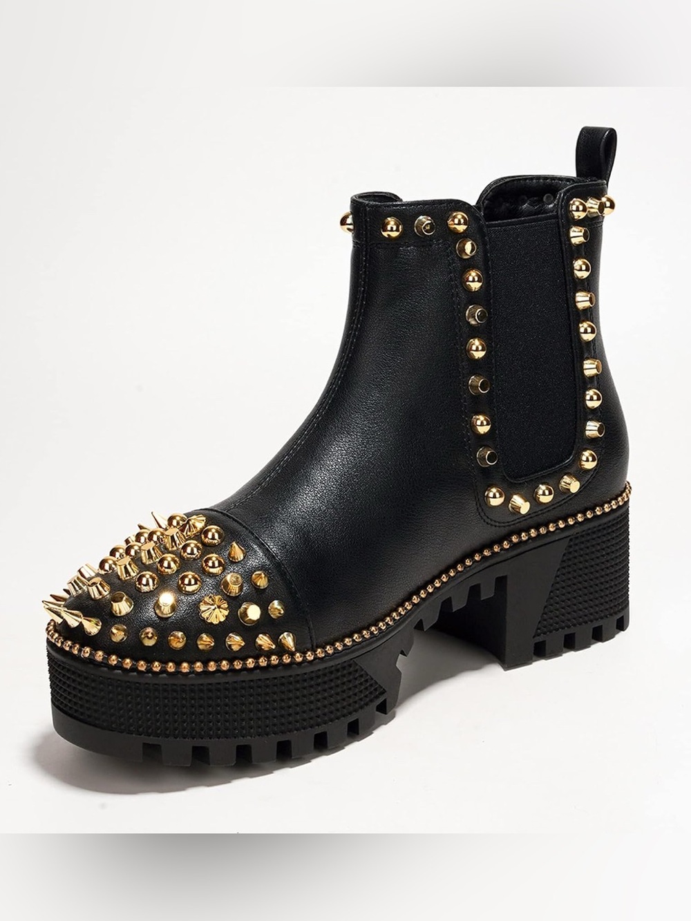 Cape Robbin Black Boot with Gold Stud Spikes